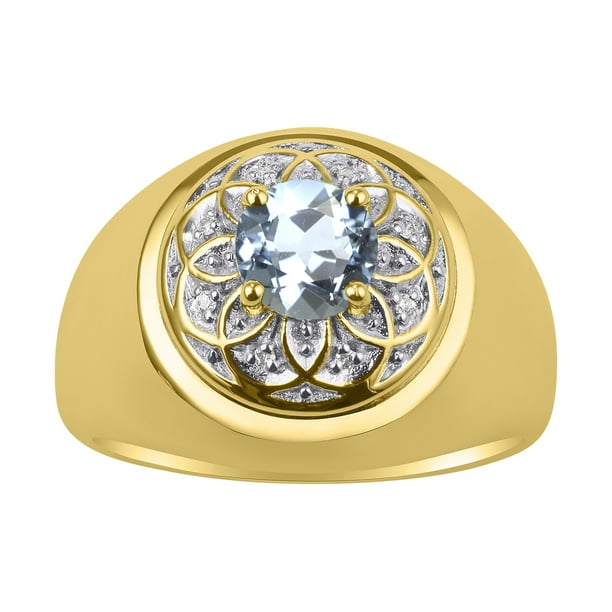 Details about / Diamond /& Smoky Quartz Ring Set In Yellow Gold Plated Silver Color Stone Birth